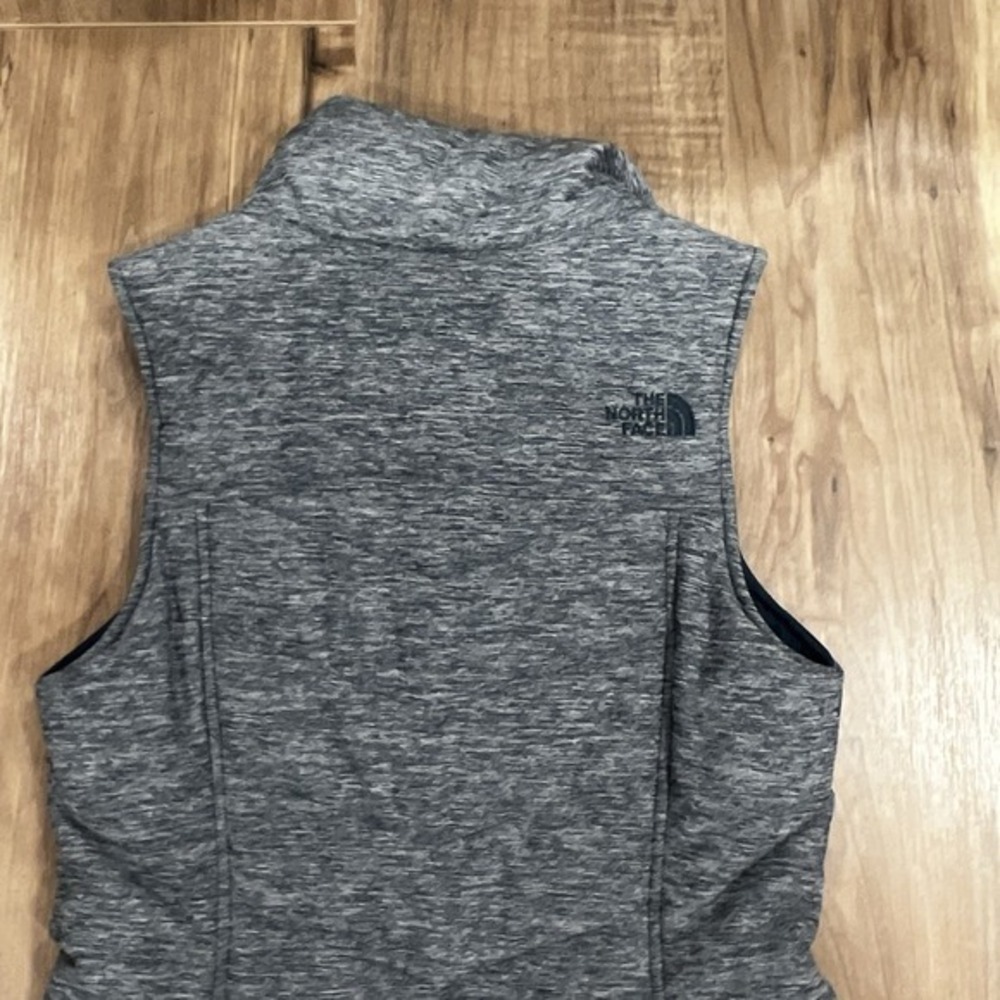 The North Face Vest Womens S Heather Blue Green Quilted Full Zip‎ Mock Neck Snap - Picture 6 of 6